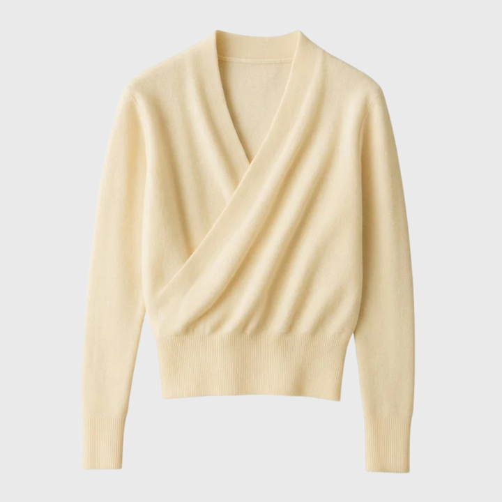 Rosa | Maglia Incrociata in Lana con Scollo a V