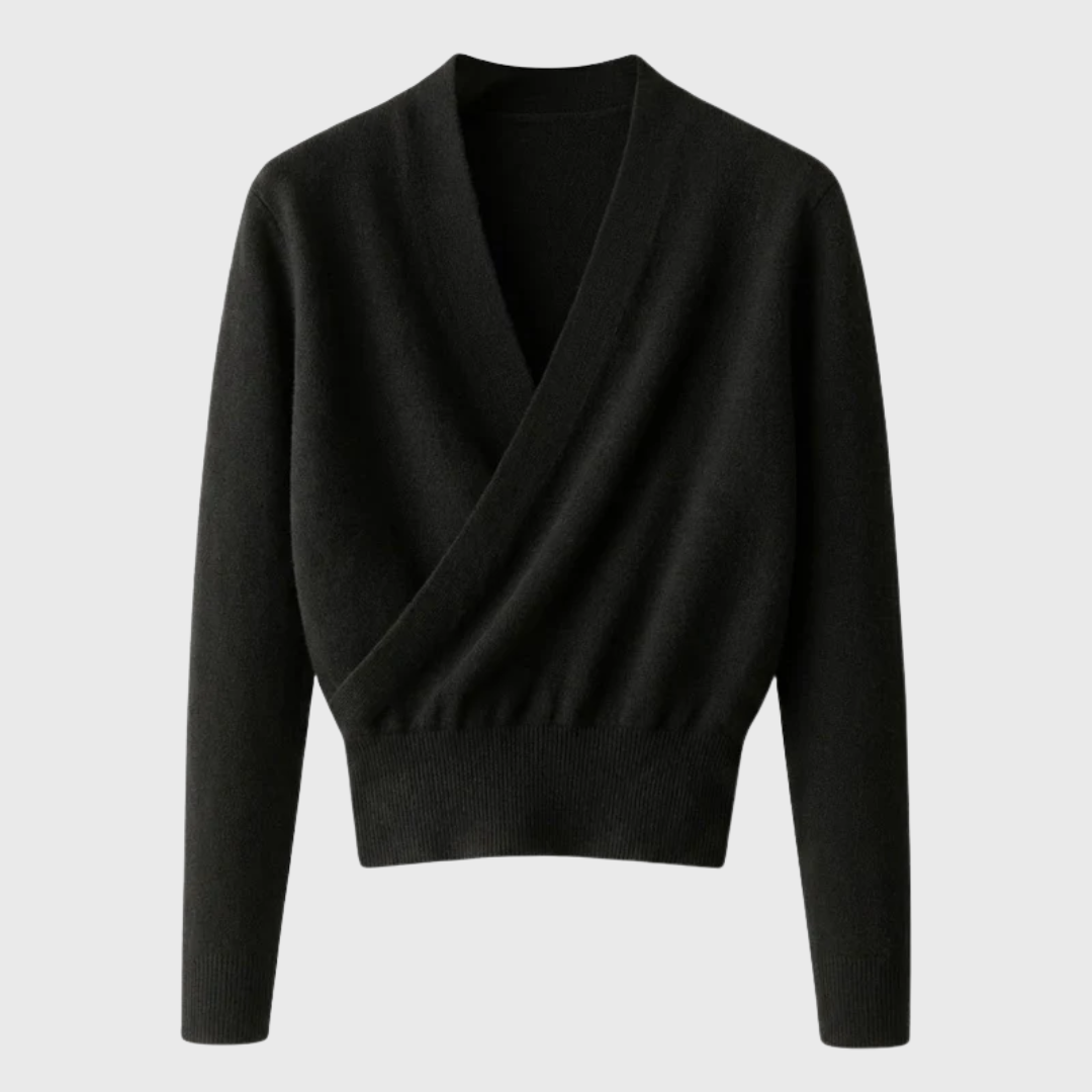 Rosa | Maglia Incrociata in Lana con Scollo a V