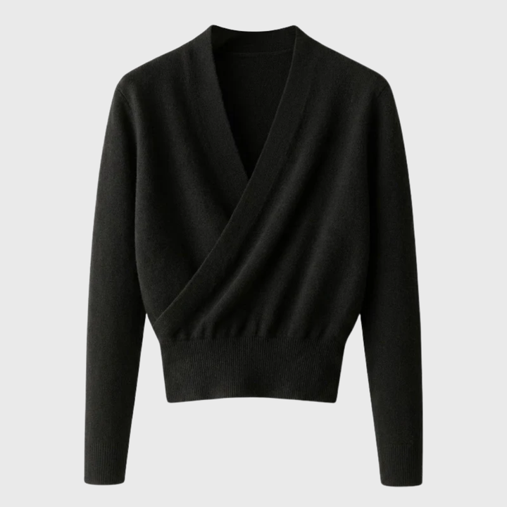 Rosa | Maglia Incrociata in Lana con Scollo a V