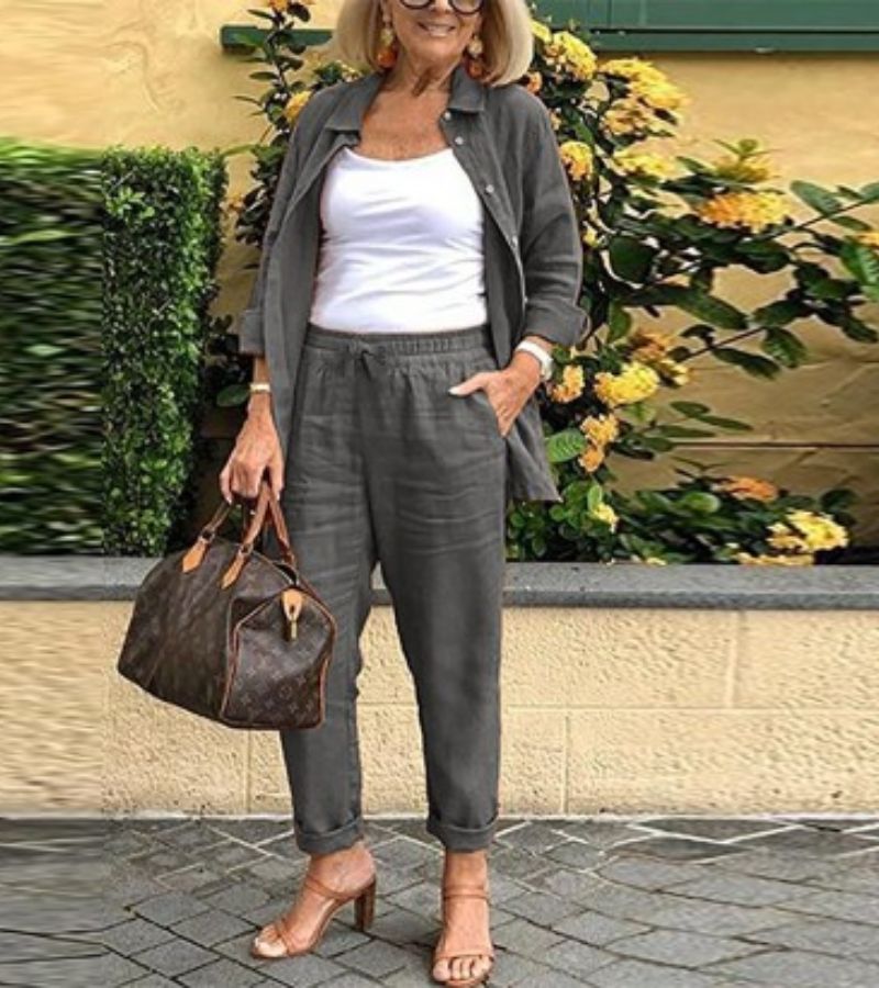 Martina | completo camicia e pantaloni in lino e cotone