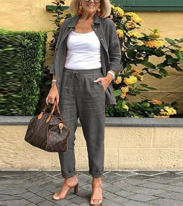 Martina | completo camicia e pantaloni in lino e cotone