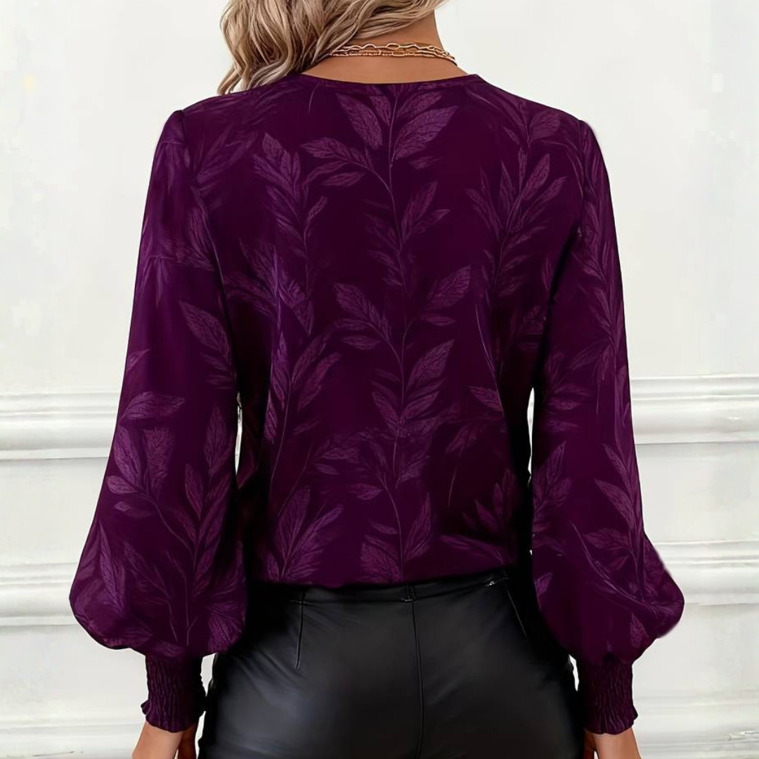 Paola | Blusa Elegante con Stampa a Foglie